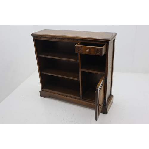 521 - Vintage Wood Brothers Oak Open Old Charm Bookcase with one Drawer, one Cupboard Storage with lots of... 