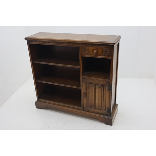 521 - Vintage Wood Brothers Oak Open Old Charm Bookcase with one Drawer, one Cupboard Storage with lots of... 