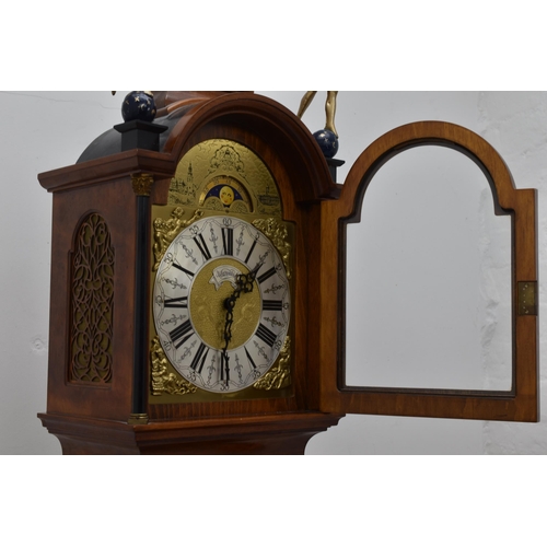 523 - Warmink Grandfather Long Case Clock with Weights and cabinet Keys approx 77