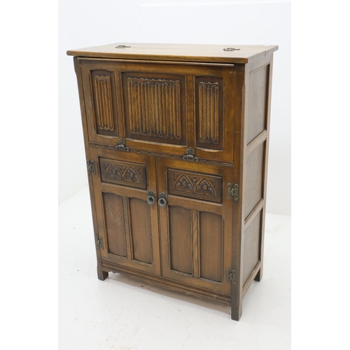 530 - Vintage Wood Brothers Old Charm Oak Drinks Cabinet Decorated with Drop loop Handles and Eye Catching... 