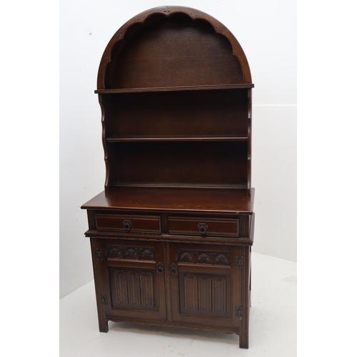 531 - Fine Quality Early 21st Century Wood Brothers Old Charm Hand Carved Oak Two Drawer Two Cupboard Dome... 