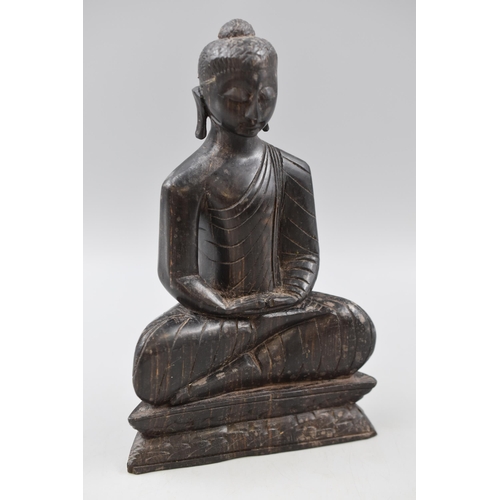 226 - A Hand Carved Wooden Buddha Figure, Approx 9.5