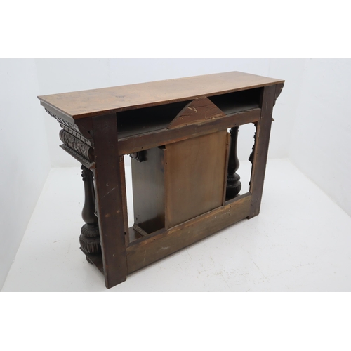 538 - Antique Oak Renaissance Style Hand Carved Console Hallway Table Decorated with a mixture of Gothic a... 