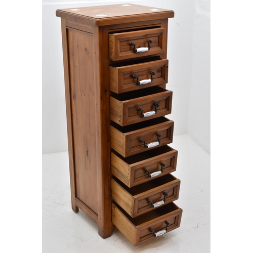 542 - Seven Drawer Wooden Unit with Iron and Ceramic Handles approx 20