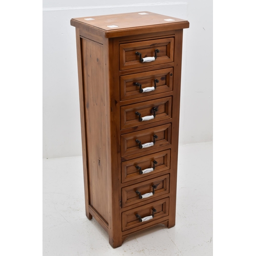 542 - Seven Drawer Wooden Unit with Iron and Ceramic Handles approx 20