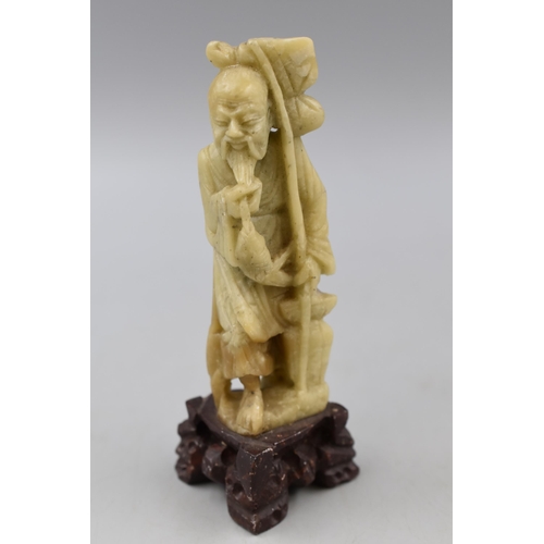 233 - A Carved Soapstone Figure of A Chinese Fisherman, Approx 6