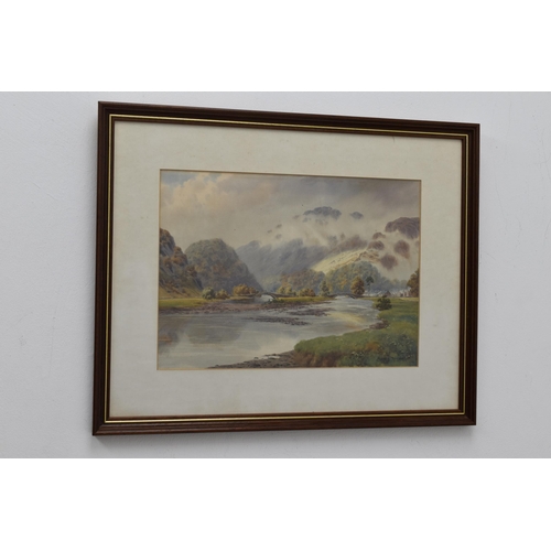 561 - Albert Rosser British Artist 1899 - 1995 Original Watercolour of Country Scene in Framed and Glazed ... 