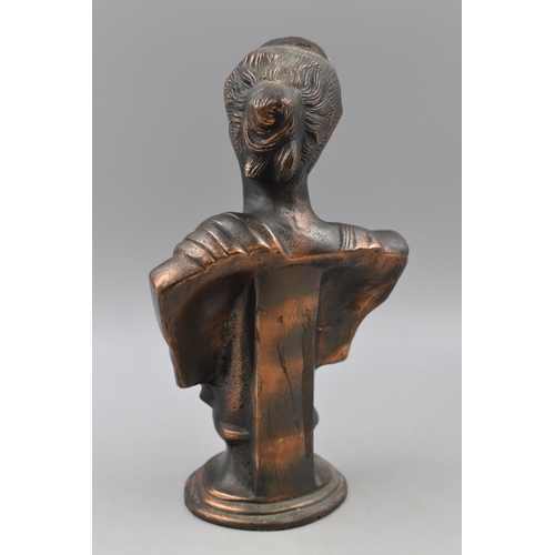 252 - A Metal Copper Effect Bust Depicting Classical Lady. Approx 11