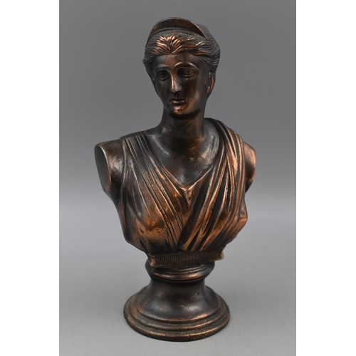 252 - A Metal Copper Effect Bust Depicting Classical Lady. Approx 11