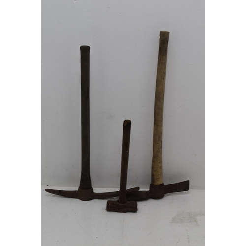 581 - Vintage Pick Axe, Sledge Hammer, and Maul all with Wooden Handles