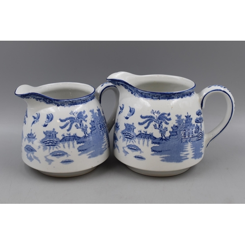 267 - Two Gibson's and Sons Willow Pattern Jugs (Tallest 15cm)