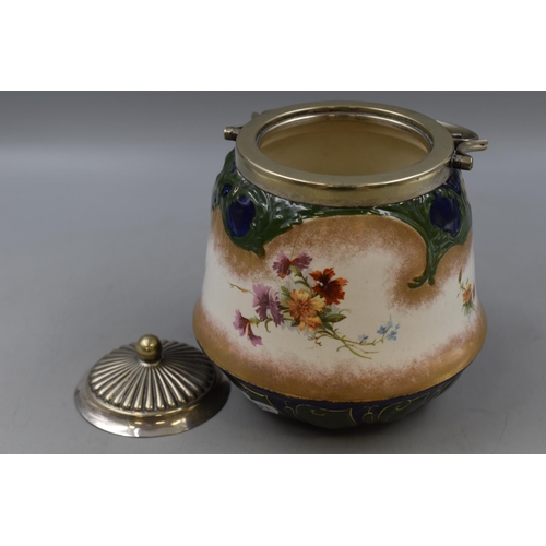 272 - Antique Hand Painted Doulton Burslem Biscuit Barrel with Lid