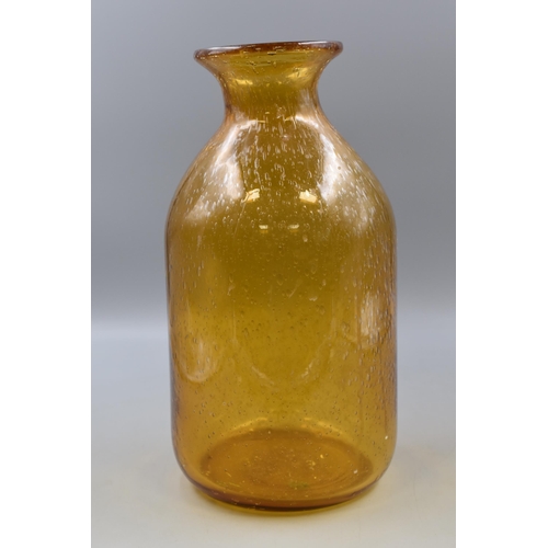 289 - A Large Amber Glass Bubble Controlled Vase, Approx 13.5