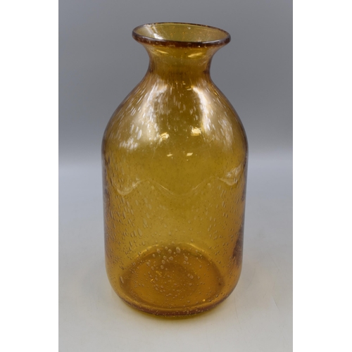 289 - A Large Amber Glass Bubble Controlled Vase, Approx 13.5