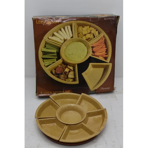 651 - A Retro Ceramic Seven Piece Lazy Susan on rotating Tray, With Original Box. Approx 20