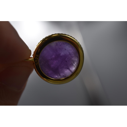 18 - Silver 925 Purple Stoned Pendant with Gold Plated Finish