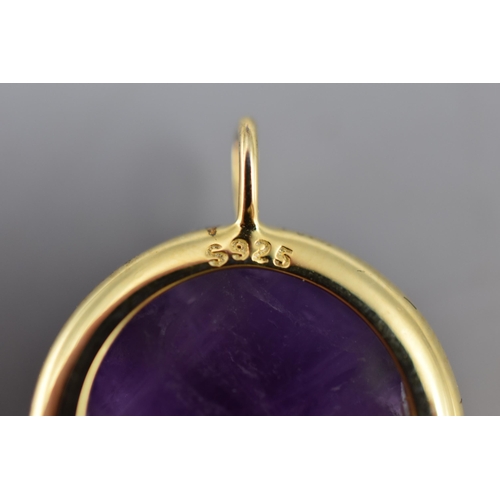 18 - Silver 925 Purple Stoned Pendant with Gold Plated Finish