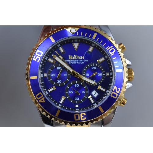 112 - Brand New Biden Time and Date Divers Style Watch with Quartz Movement, Stainless Steel Strap and in ... 