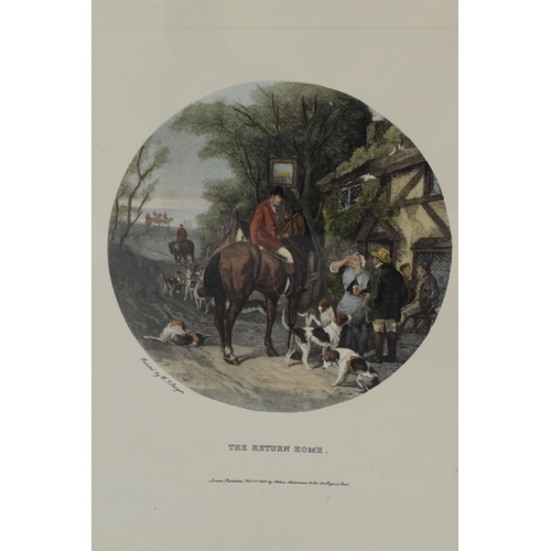 356 - Pair of Framed Glazed Prints Depicting Hunting Titled ' The Return Home' and ' A Flying Leap'by W. J... 