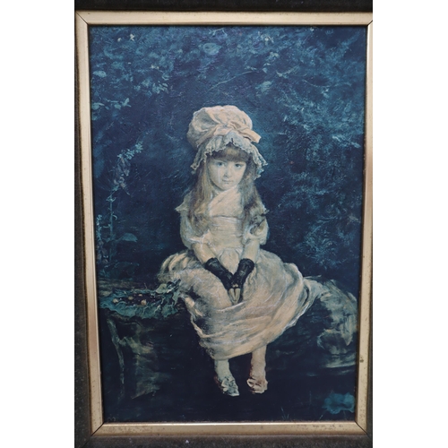 406 - Sir John Everett Millais enhanced Print on Canvass in Gilt and Velour Frame entitled Cherry Ripe