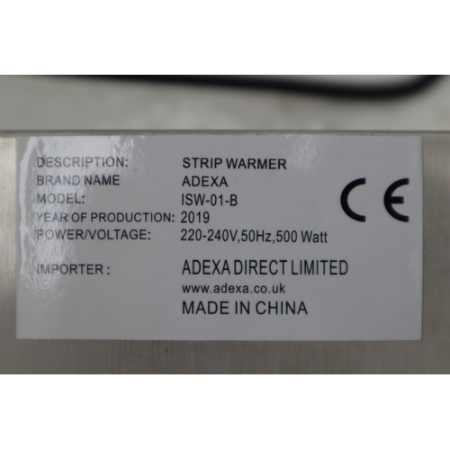 515 - Adexa Direct Limited Hanging Strip Food Warmer 500W. (Needs chains for hanging). Powers on