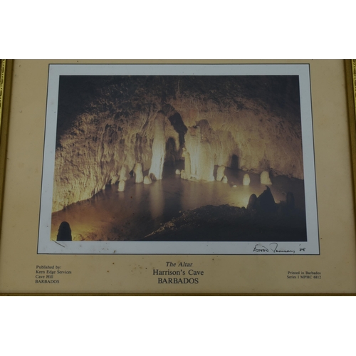 640 - Collection of Four Framed and Glazed Prints of ' Harrison's Cave ' in Barbados