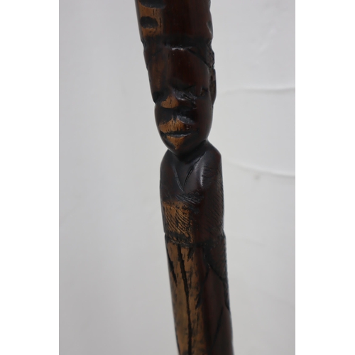 253 - A Carved Wooden African Tribal Walking Stick, Approx 37.5