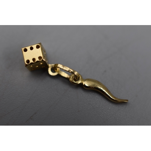 3 - Gold 375 (9ct) Dice Pendant / Charm