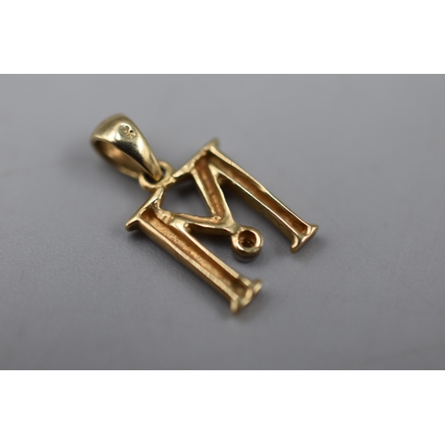 4 - Gold 9ct (375) M Pendant / Charm