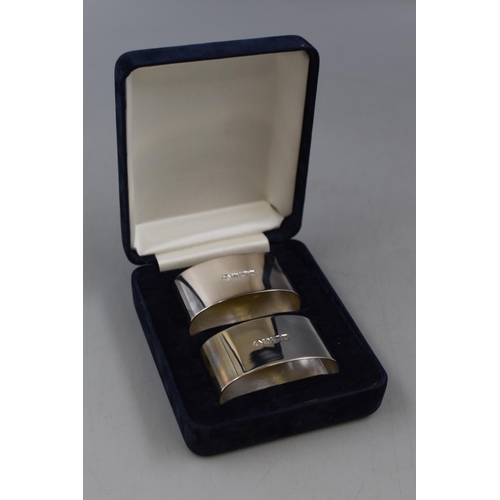 8 - Pair of Hallmarked Sheffield Silver Napkin Rings complete with presentation box