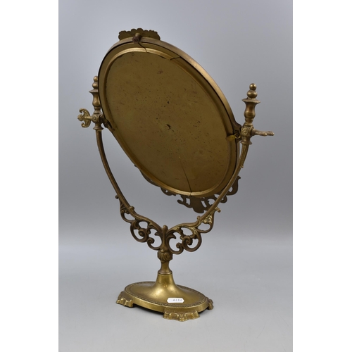 272 - Vintage Ornate Brass Table Vanity Mirror (18