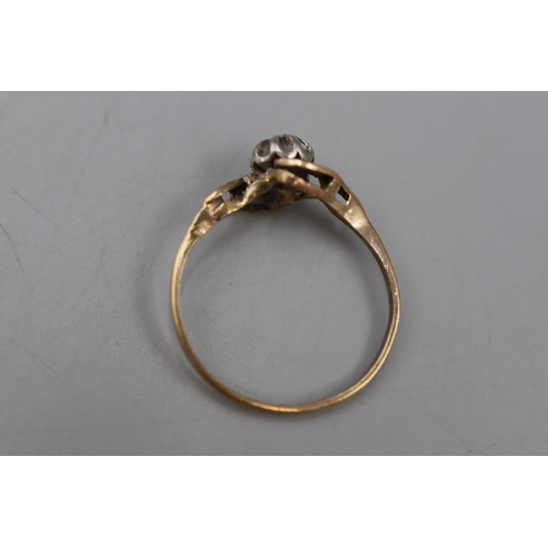 26 - Hallmarked Birmingham 375 (9ct) Gold Diamond Ring (Size S) Complete with Presentation Box