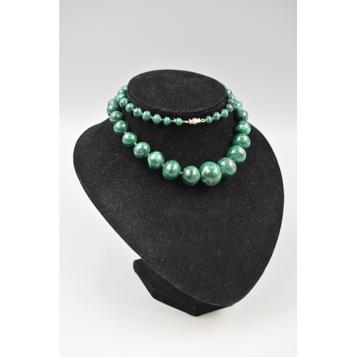 44 - Malachite Graduated Beaded Stone Necklace