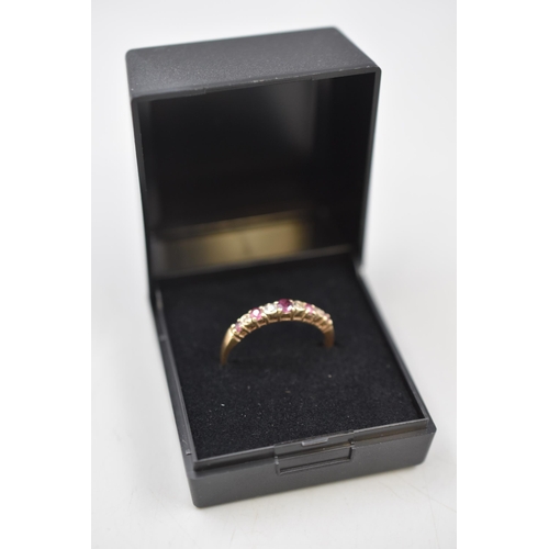 45 - Hallmarked Birmingham 375 (9ct) Gold Half Eternity Ring (Size R) Complete with Presentation Box