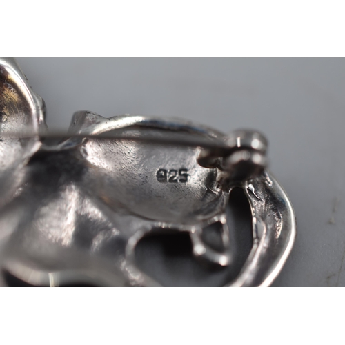 48 - A Pair of 925. Silver Cat Brooches.