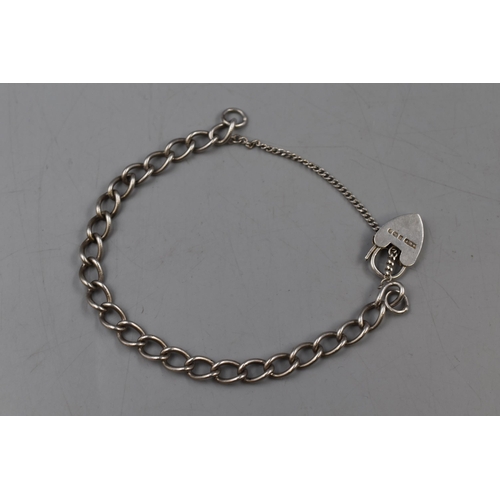 56 - A Hallmarked Birmingham Silver Chain with Padlock, Circa 1979.