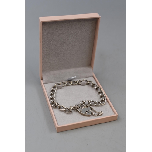 56 - A Hallmarked Birmingham Silver Chain with Padlock, Circa 1979.