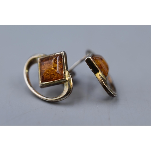 65 - Pair of Silver 925 Amber Earring complete with Presentation Box