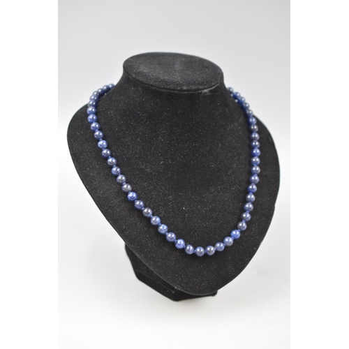 66 - Lapis Lazuli Beaded Necklace with Sterling Silver Clasp