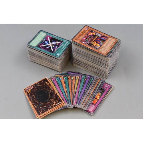 336 - Large Selection of Yu-Gi-Oh Trading Cards in Tin with Field Card Zone and Rulebook including magic c... 