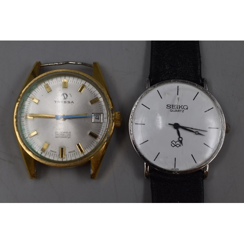 95 - Two Vintage Watch/watch head  Branded Tressa 25 Jewels Incabloc Automatic Watch (a/f) and a Seiko HT... 