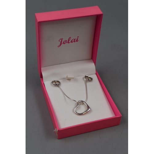 117 - Silver 925 Heart Necklace and Earring Set complete with Presentation Case