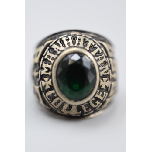 119 - Two Chunky Large Stoned College Rings. Airbourne College and Manhattan College