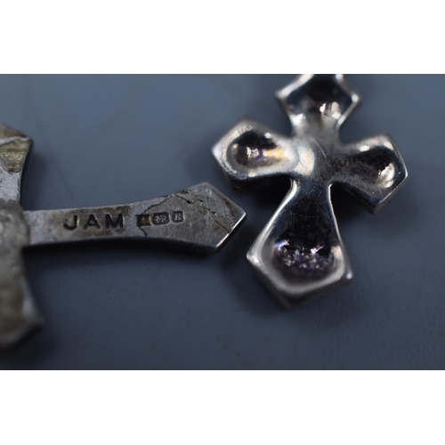 121 - A 925 Silver Marcasite Pendant on 925. Silver Chain, And A Hallmarked Birmingham Silver Crucifix Cir... 