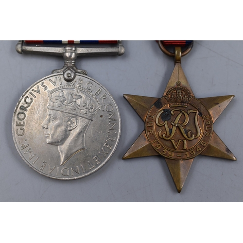 134 - George VI WWII 1939 to 1945 Medal and Star complete with Ribbons, Box and Paperwork