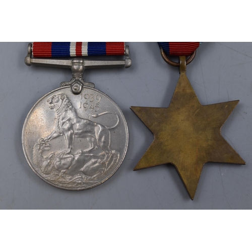 134 - George VI WWII 1939 to 1945 Medal and Star complete with Ribbons, Box and Paperwork