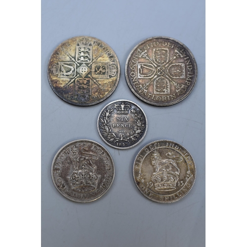 146 - Selection of Silver Coinage including 2 George V Florins, 2 Shillings and a Victoria Sixpence