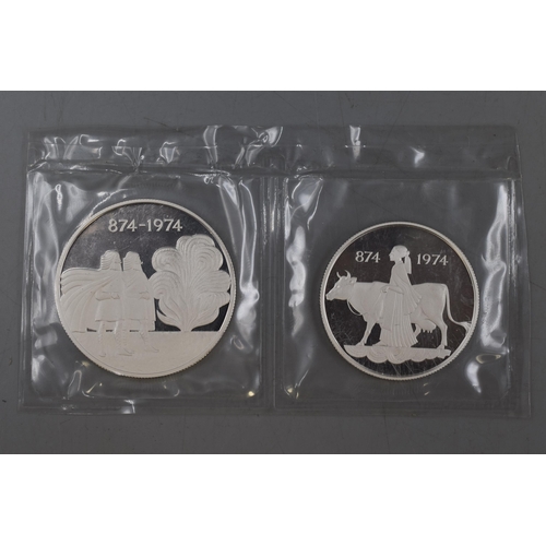 147 - Seblabanki Islands 1974 Whole Coin Set Iceland Silver Proof 1100th Anniversary of 1st Settlement - 2... 