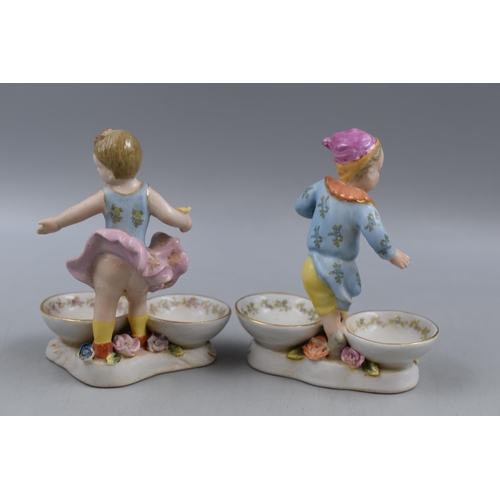 161 - Pair of Antique Circa 1850's Rauenstein Porcelain Salt and Pepper Sets 5.5