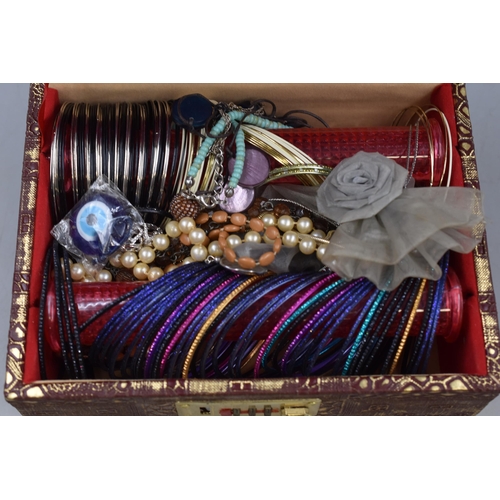 390 - Jewellery Box and Contents Includes Bangles, Necklaces and Other